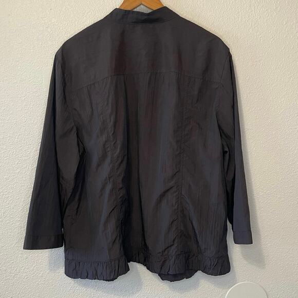 Chico’s Brown Nylon Textured Open Front Ruffle Grandmacore Jacket Size 3 (XL) - Picture 7 of 12